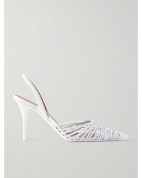 AMINA MUADDI - Lori Pvc And Woven Leather Slingback Pumps - Lyst
