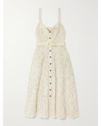 Saloni - Fara Belted Broderie Anglaise Cotton Midi Dress - Lyst