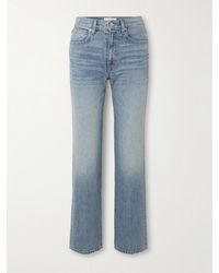 SLVRLAKE Denim - Sophie Distressed Mid-Rise Straight-Leg Jeans - Lyst