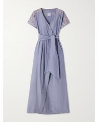 Thierry Colson - Embellished Embroidered Cotton And Silk-Blend Maxi Wrap Dress - Lyst