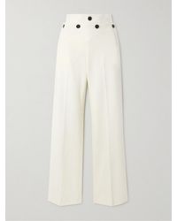 Proenza Schouler - Oliver Button-Embellished Wool-Blend Gabardine Wide-Leg Pants - Lyst