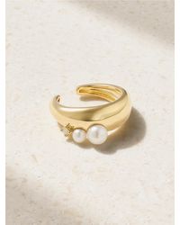 Mizuki - 14-Karat, Pearl And Diamond Ear Cuff - Lyst