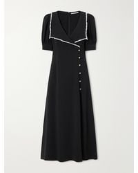 Alessandra Rich - Lace-Trimmed Crepe-Cady Midi Dress - Lyst