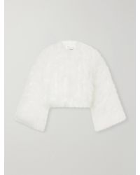 Yves Salomon - Cropped Feather-Trimmed Satin Cape - Lyst