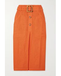 Rejina Pyo Tasmin Belted Woven Midi Skirt - Orange