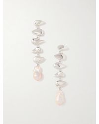 AGMES - Long Flora Sterling Pearl Earrings - Lyst
