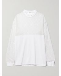 Interior - The Bobbi Cotton-Jersey And Lace Top - Lyst