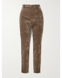 Gucci - Embellished Cotton-Blend Stretch-Velvet Skinny Pants - Lyst