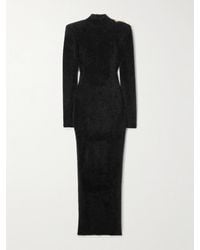 Balmain - Button-Embellished Open-Back Brushed Knitted Midi Dress - Lyst
