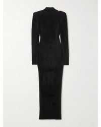 Balmain - Button-Embellished Open-Back Brushed Knitted Midi Dress - Lyst