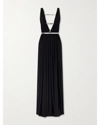 Alaïa - Pleated Metallic Elaphe-Trimmed Jersey Gown - Lyst