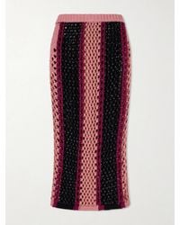 DIOTIMA - Spice Crystal-Embellished Striped Crocheted Cotton-Blend Midi Skirt - Lyst