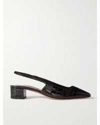 Aquazzura - Ginza 35 Croc-Effect Patent-Leather Slingback Pumps - Lyst