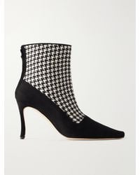Manolo Blahnik - Gosta 90 Houndstooth Wool And Suede Ankle Boots - Lyst