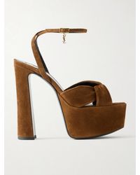 Saint Laurent - Franciane Suede Platform Sandals - Lyst