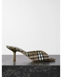 Burberry - Checked Linen Mules - Lyst