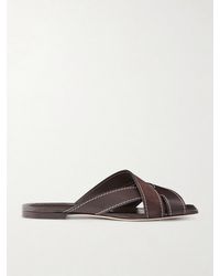 Tod's - Suede And Leather Slides - Lyst