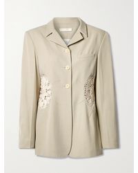 DIOTIMA - Long Tower Crochet-Trimmed Wool-Twill Blazer - Lyst