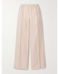 LIBEROWE - Poloma Checked Wool And Cotton-Blend Wide-Leg Pants - Lyst