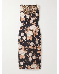 Dolce & Gabbana - Vintage Floral Brocade Sleeveless Midi Dress - Lyst