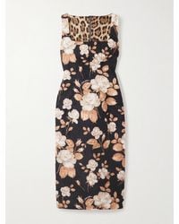 Dolce & Gabbana - Cotton And Silk-Blend Jacquard Midi Dress - Lyst