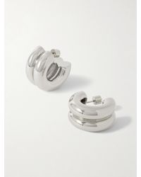 Joolz by Martha Calvo - Double Rhodium-Plated Hoop Earrings - Lyst