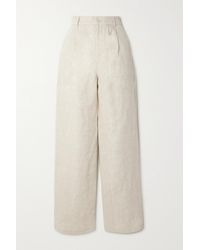 Reformation Vesta Pleated Linen Wide-leg Pants - Multicolor