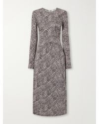 Sea - Charlize Gathered Leopard-Print Stretch-Jersey Midi Dress - Lyst