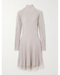 Alaïa - Metallic Open-Knit Turtleneck Mini Dress - Lyst