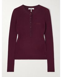 Chloé - Silk-Trimmed Ribbed Wool Sweater - Lyst