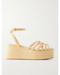 Loeffler Randall - Channing Raffia Platform Wedge Sandals - Lyst