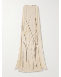 BERNADETTE - Minnie Cape-Effect Sequin-Embellished Printed Crepe De Chine Gown - Lyst