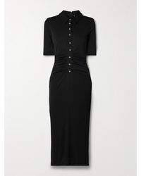 Carolina Herrera - Midikleid Aus Stretch-Jersey Mit Zierknöpfen Und Raffungen - Lyst