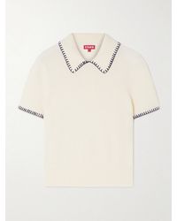 STAUD - Windsor Cropped Embroidered Wool-Blend Polo Shirt - Lyst