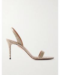 Aquazzura - So Nude 85 Polka-Dot Leather Slingback Sandals - Lyst