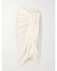 TOTEME - Schal Aus Bouclé Aus Einer Leinenmischung Mit Jacquard-Muster Und Fransen - Lyst