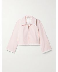 Bode - Cropped Appliquéd Striped Cotton-Blend Seersucker Jacket - Lyst