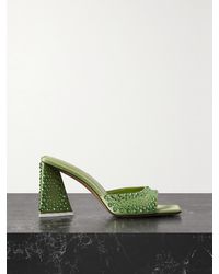The Attico - Mini Devon Crystal-Embellished Satin Mules - Lyst