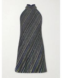 Missoni - Striped Metallic Crochet-Knit Mini Dress - Lyst