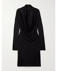 Helmut Lang - Draped Satin-Jersey Midi Dress - Lyst