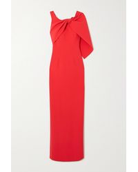 Safiyaa Knotted Draped Stretch-crepe Gown - Red