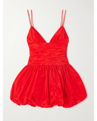 STAUD - Loren Ruched Taffeta Mini Dress - Lyst