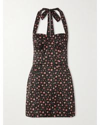 Dolce & Gabbana - Neckholder-Minikleid Aus Satin Aus Einer Seidenmischung Mit Blumenprint - Lyst