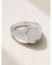 Yvonne Léon - Bague En Or Blanc 9 Carats (375/1000) Et Diamants Chevalière Mini - Lyst