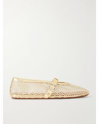 Alaïa - Metallic Leather-Trimmed Mesh Ballet Flats - Lyst
