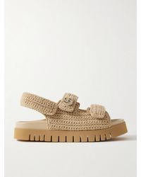 Gucci - New Marmont Plateausandalen Aus Gehäkelter Baumwolle Mit Lederbesätzen Und Verzierung - Lyst