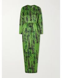 BERNADETTE - Lenny Gathered Floral-Print Satin Midi Dress - Lyst