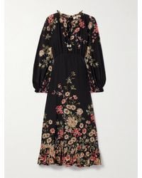 Sea - Jolie Ruffled Floral-Print Crepe De Chine Midi Dress - Lyst
