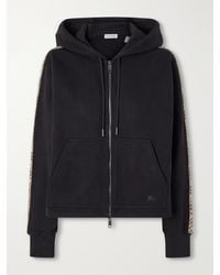 Burberry - Harper Checked Cotton-Jersey Zip-Up Hoodie - Lyst