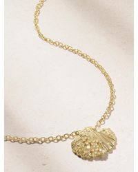 Sydney Evan - Large Scallop Shell Icons 14-Karat, Pearl And Diamond Necklace - Lyst